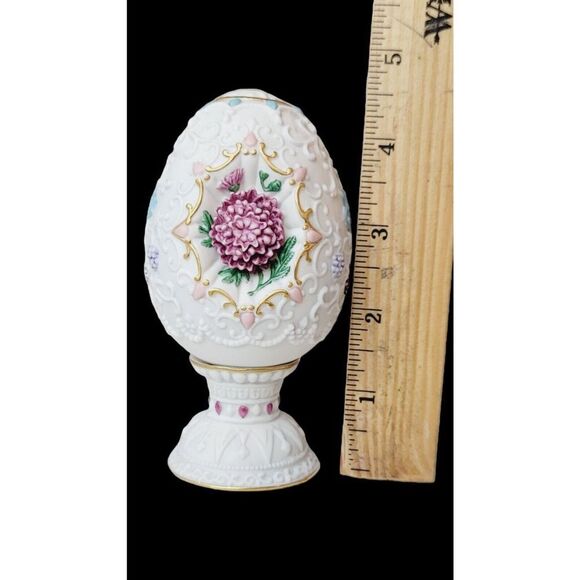 Vintage Lenox The Chrysanthemum Blossom Egg On Pedestal 1993 Original Box Easter - Picture 13 of 14